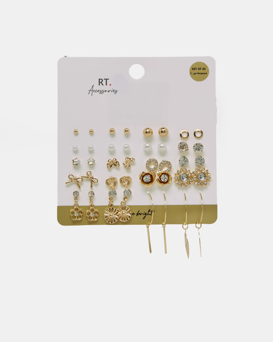 Women Gold Embellished Earring Set (20 Pairs)