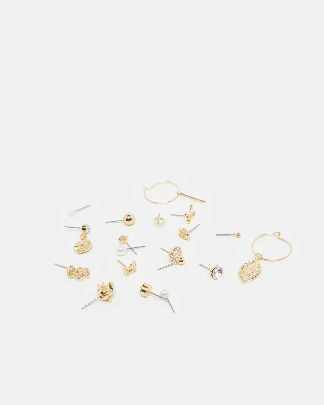 Women Gold Embellished Earring Set (20 Pairs)