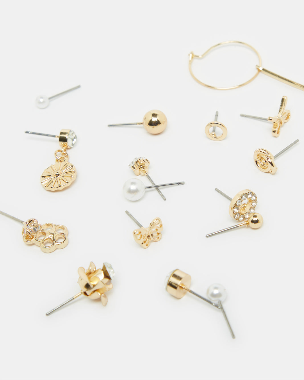 Women Gold Embellished Earring Set (20 Pairs)