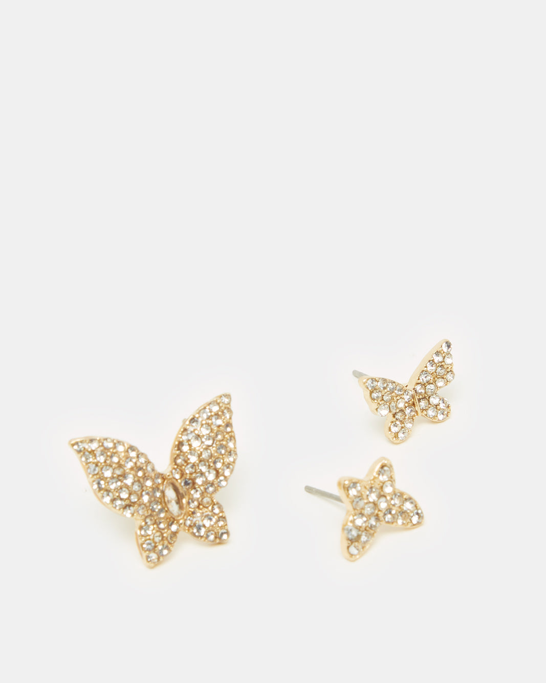 Women Gold Butterfly Embellished Earring Set (3 Piece)