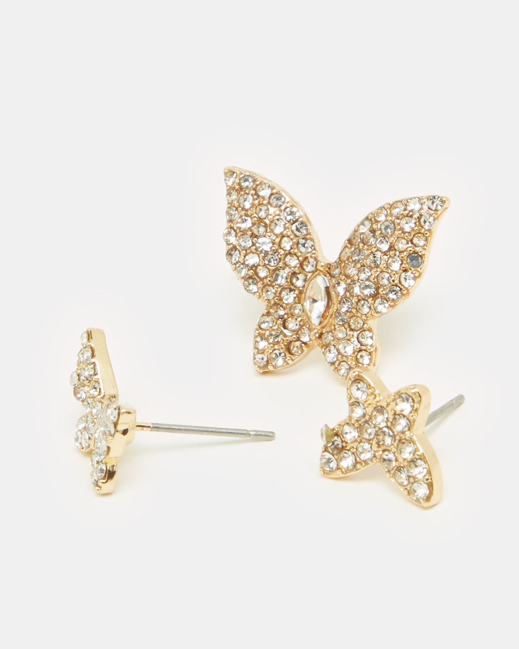 Women Gold Butterfly Embellished Earring Set (3 Piece)