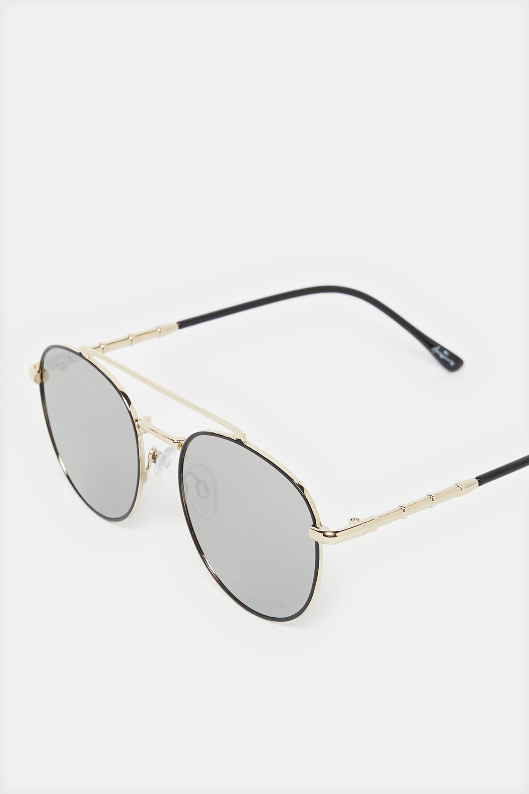 Men Black And Gold Round Sunglasses