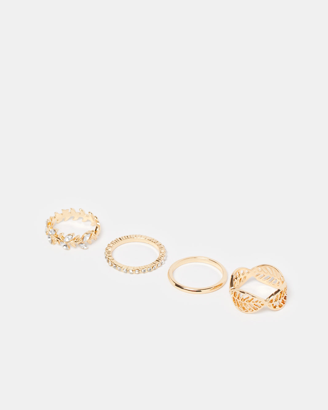 Women Gold Embellished Ring Set (Pack of 4)