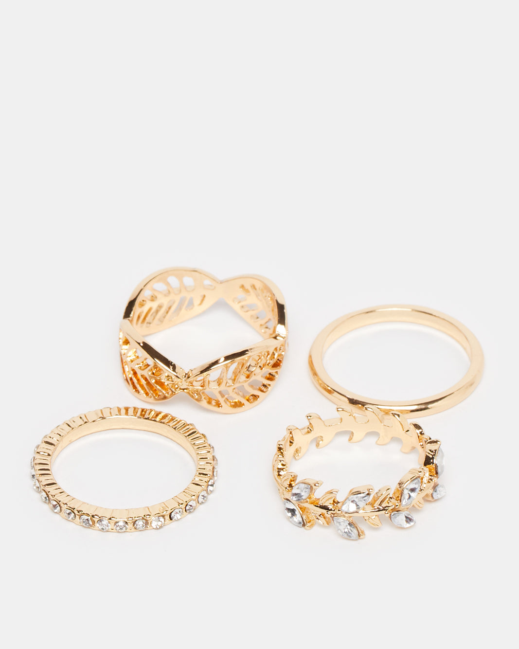 Women Gold Embellished Ring Set (Pack of 4)