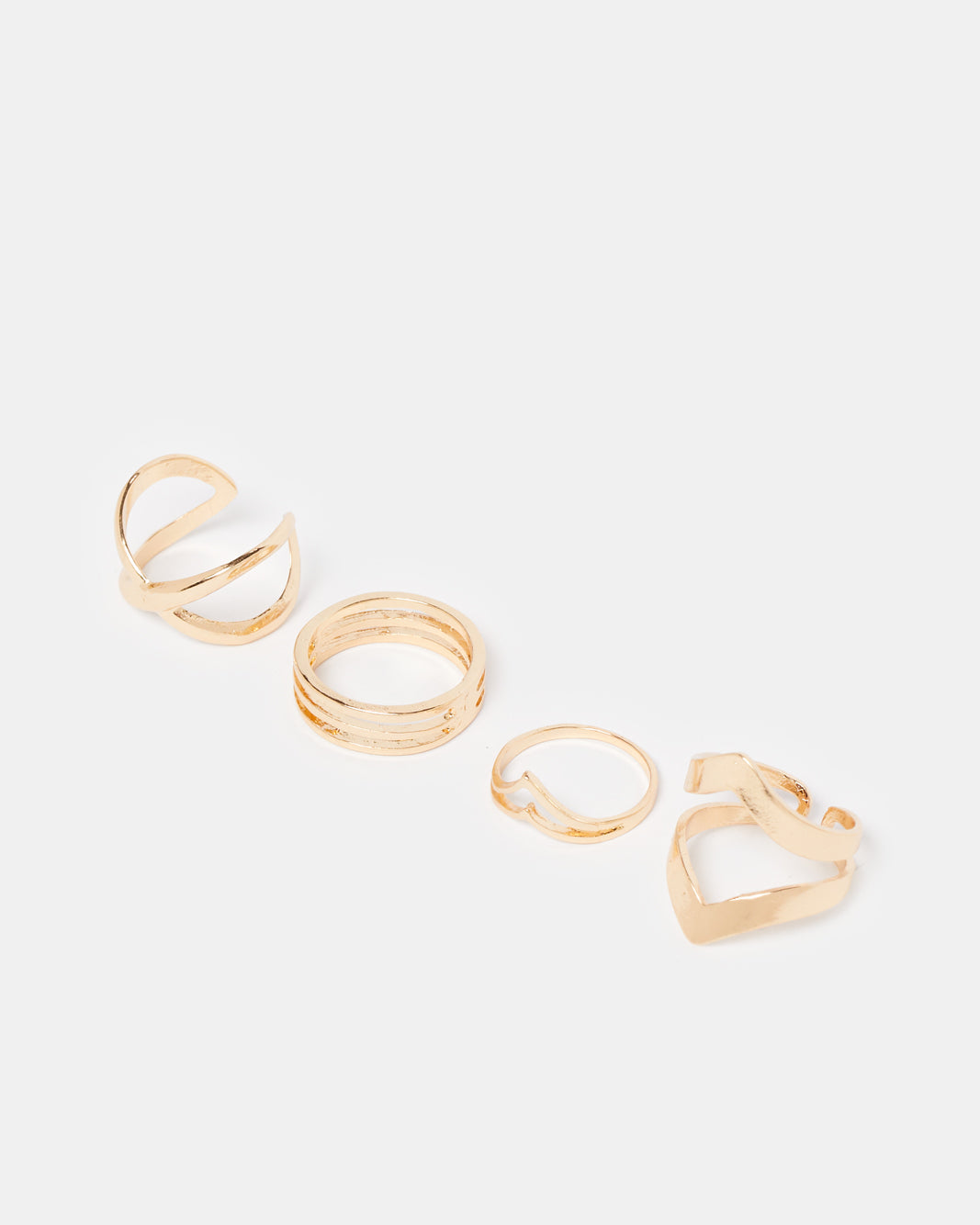 Women Gold Embellished Ring Set (Pack of 4)