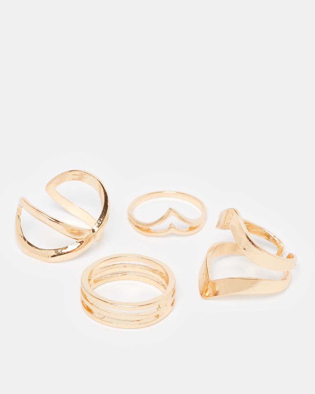 Women Gold Embellished Ring Set (Pack of 4)