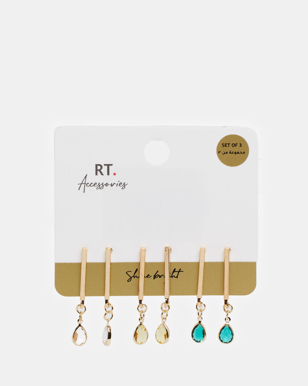 Women Gold Embellished Earring Set (3 Pairs)