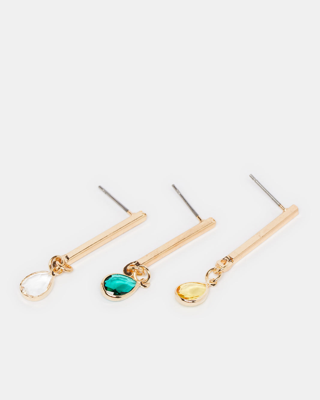 Women Gold Embellished Earring Set (3 Pairs)