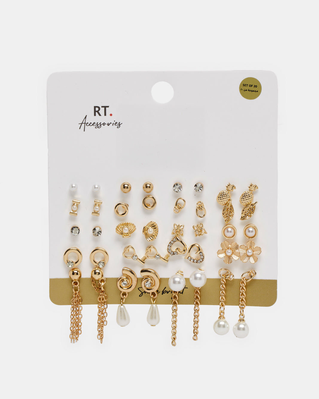 Women Gold Embellished Earring Set (20 Pairs)