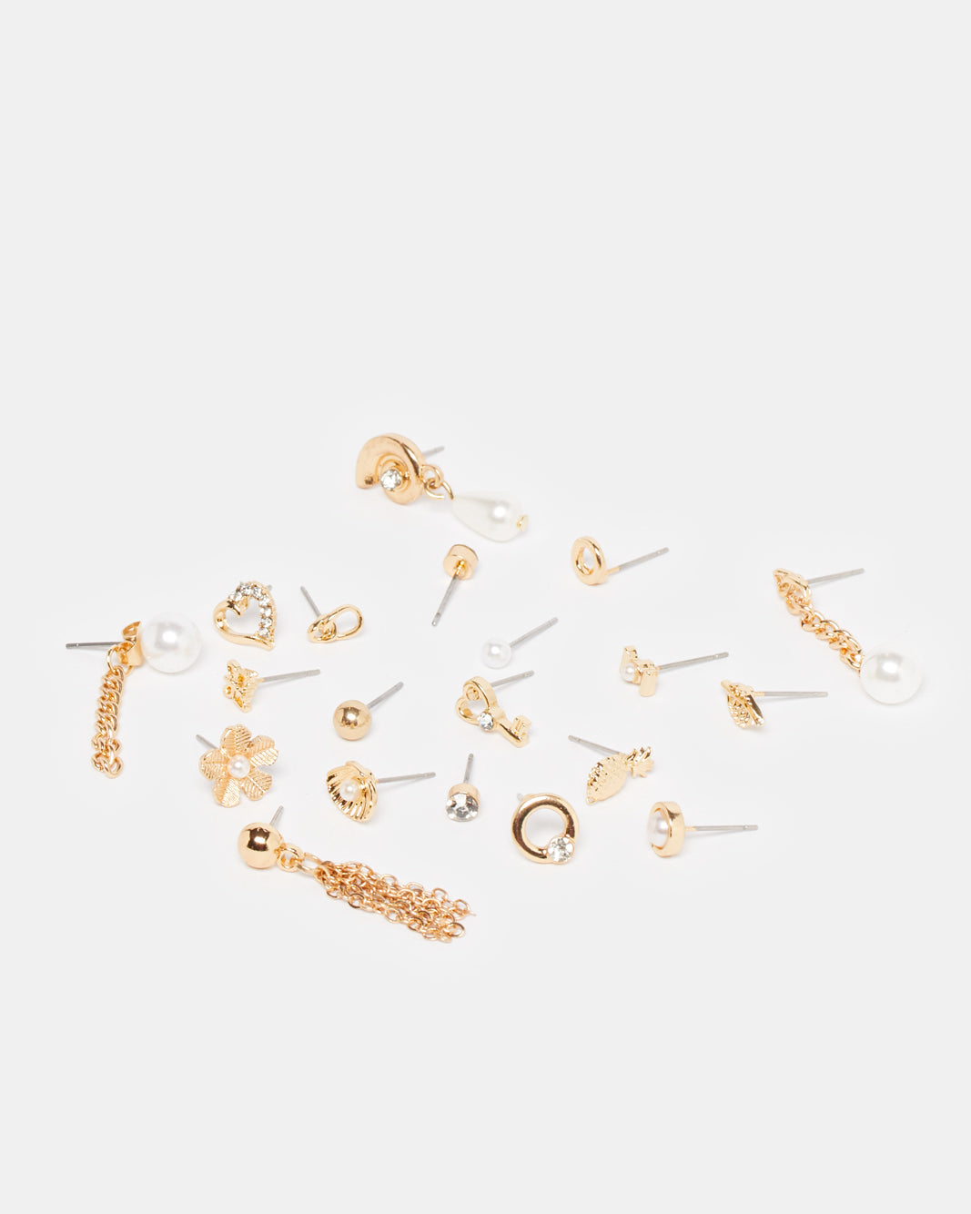 Women Gold Embellished Earring Set (20 Pairs)