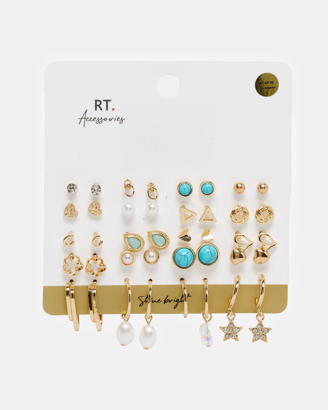 Women Gold Embellished Earring Set (19 Pairs)