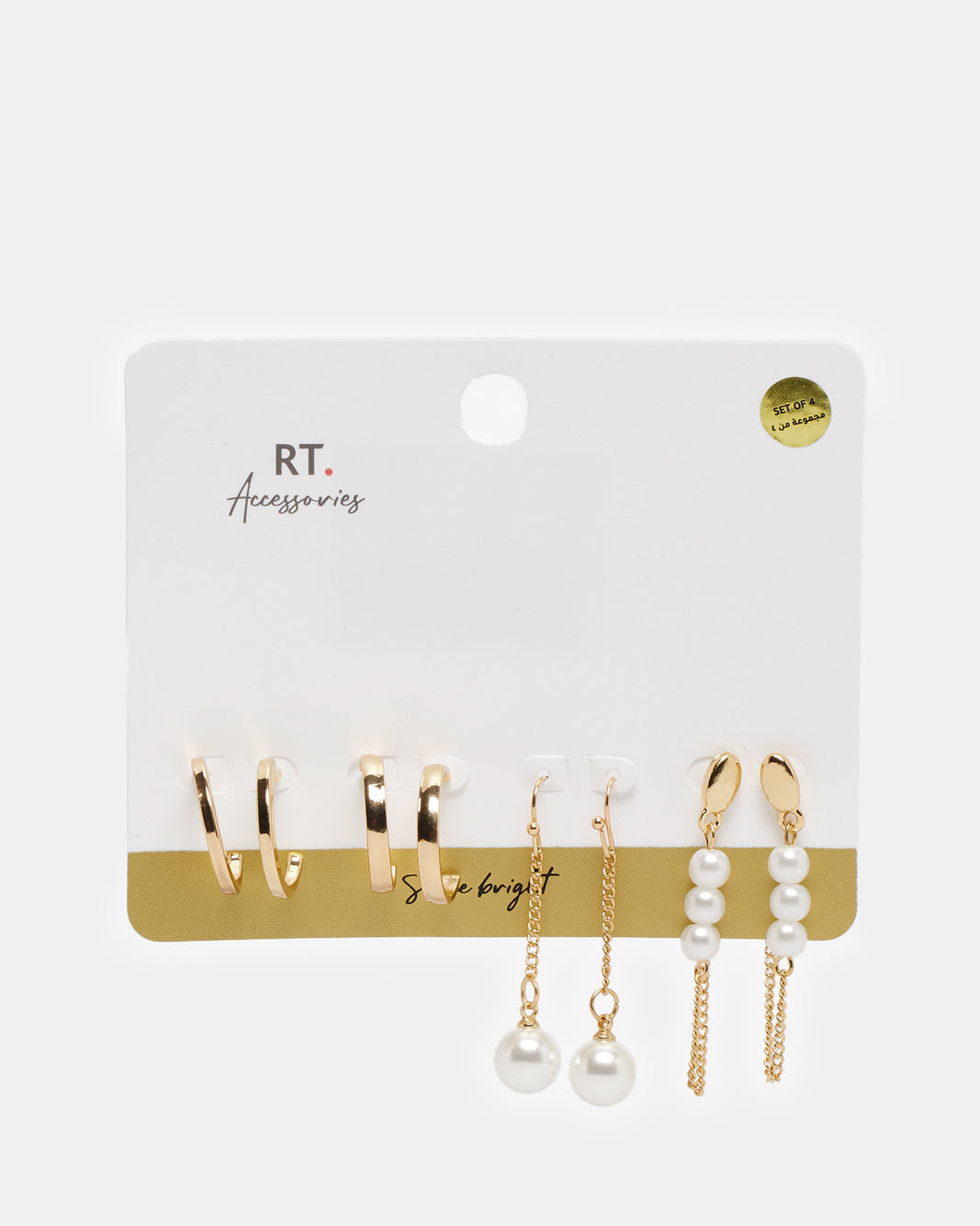 Women Gold Embellished Earring Set (4 Pairs)