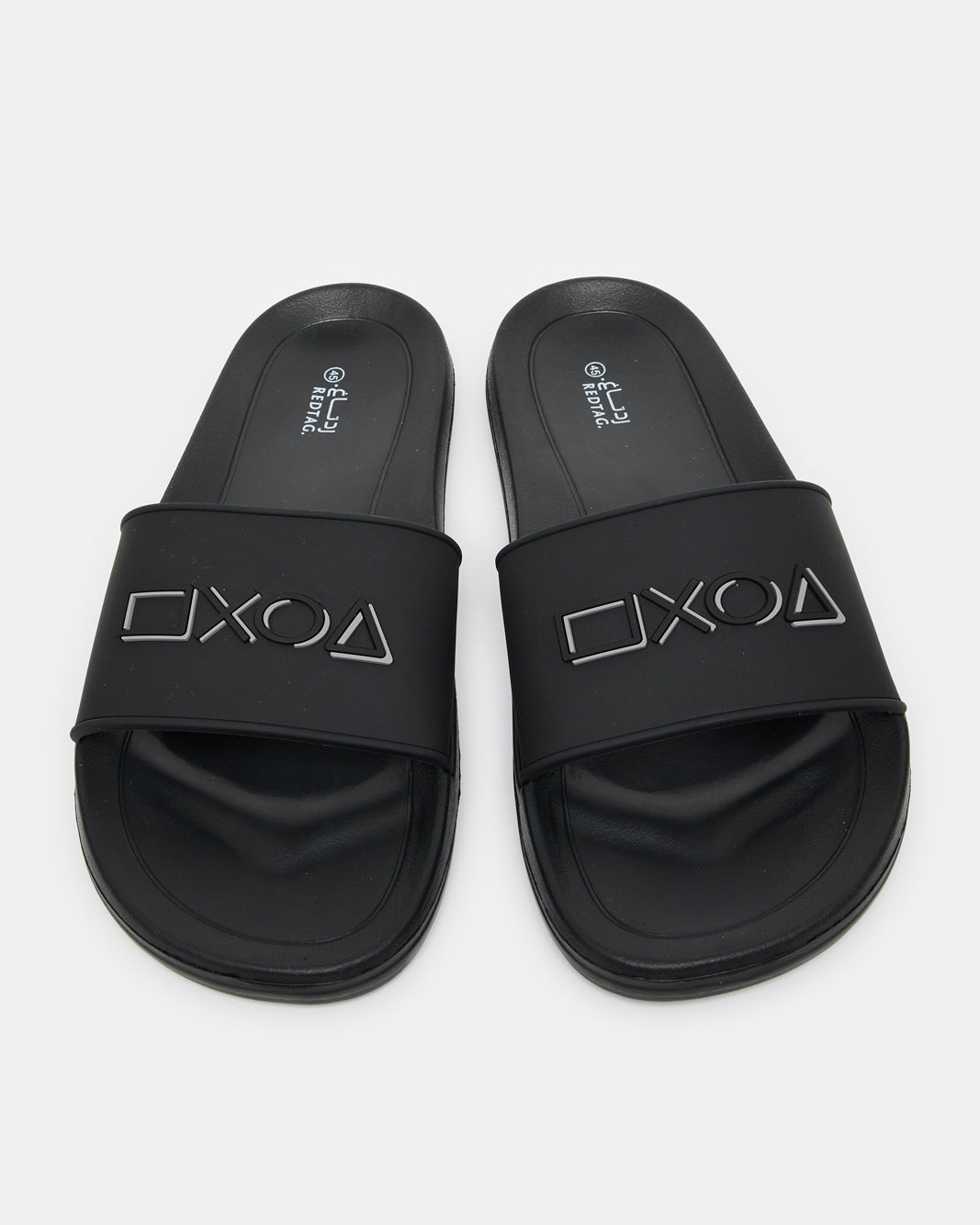 Men Black Embossed Slide