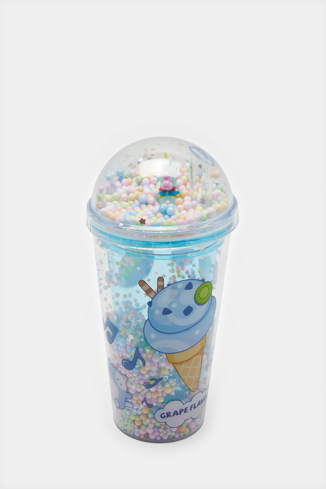 Blue Printed Glass Cup  (450ml)