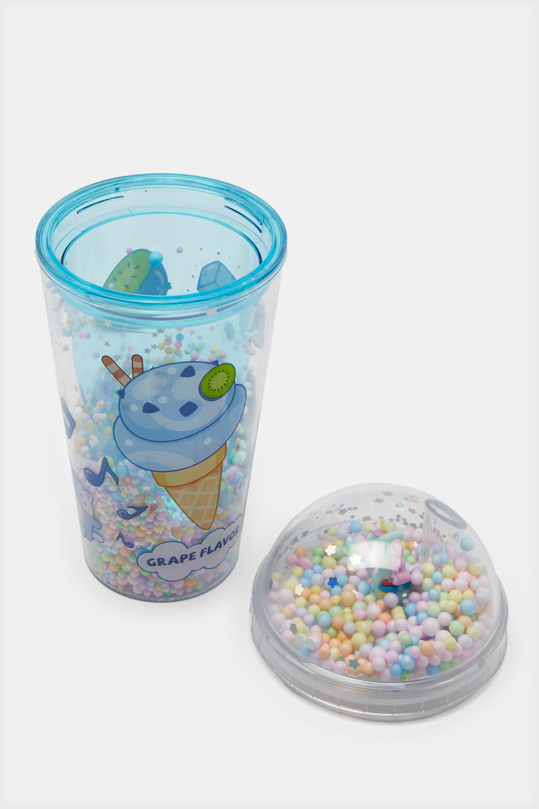 Blue Printed Glass Cup  (450ml)