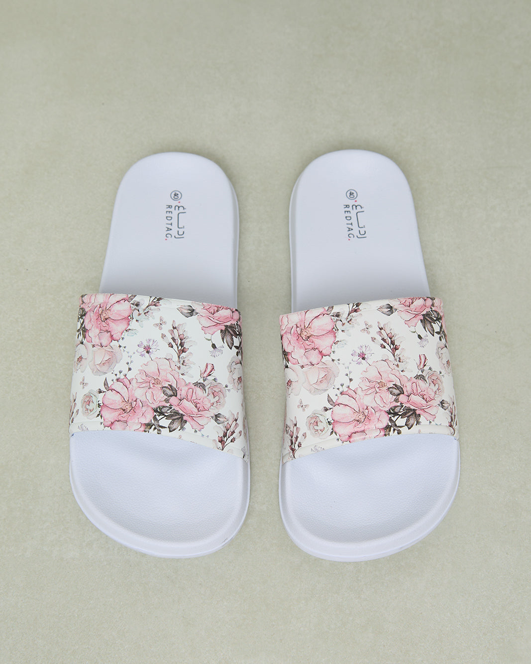 Women White Printed Slide