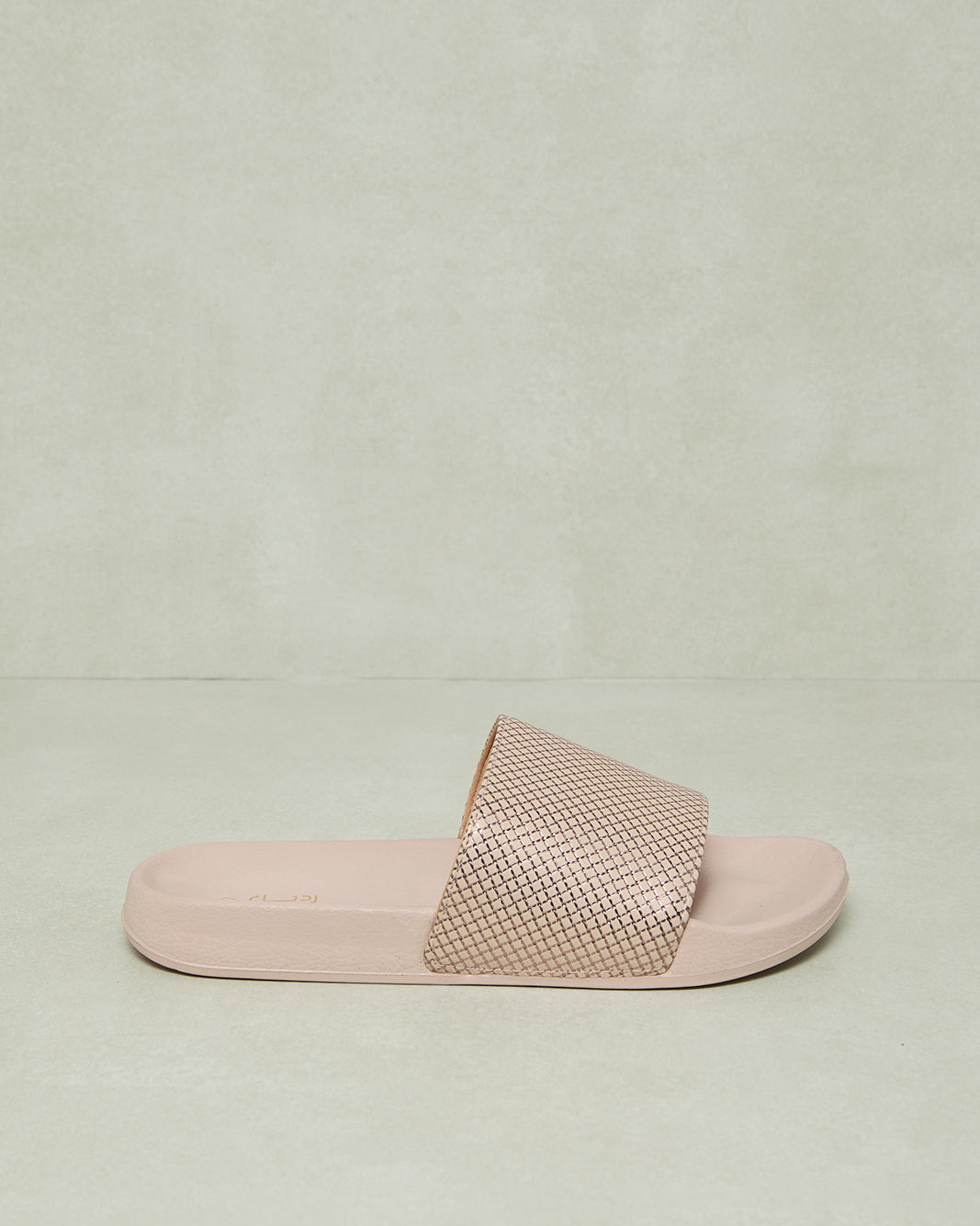 Women Beige Embossed Slide