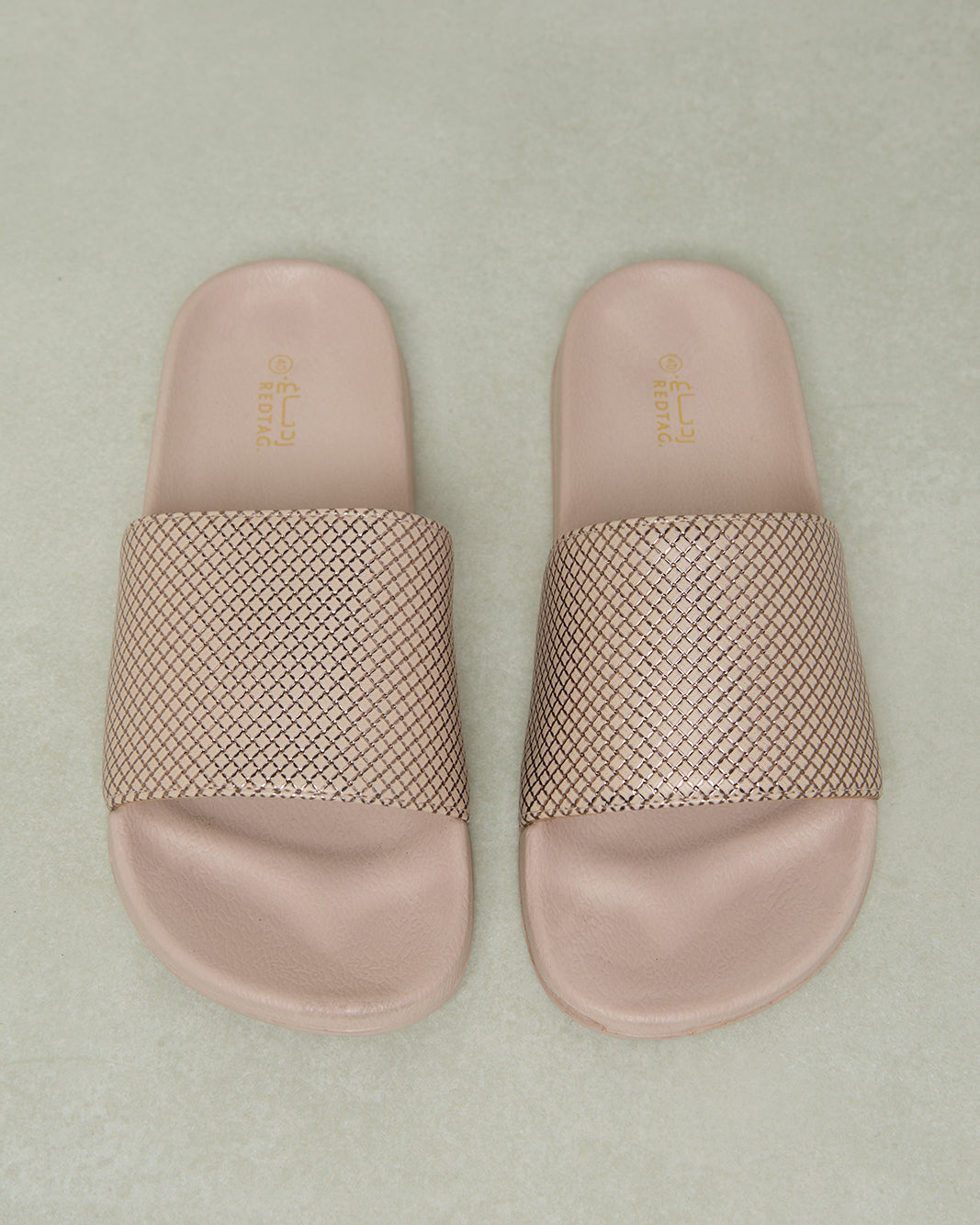 Women Beige Embossed Slide