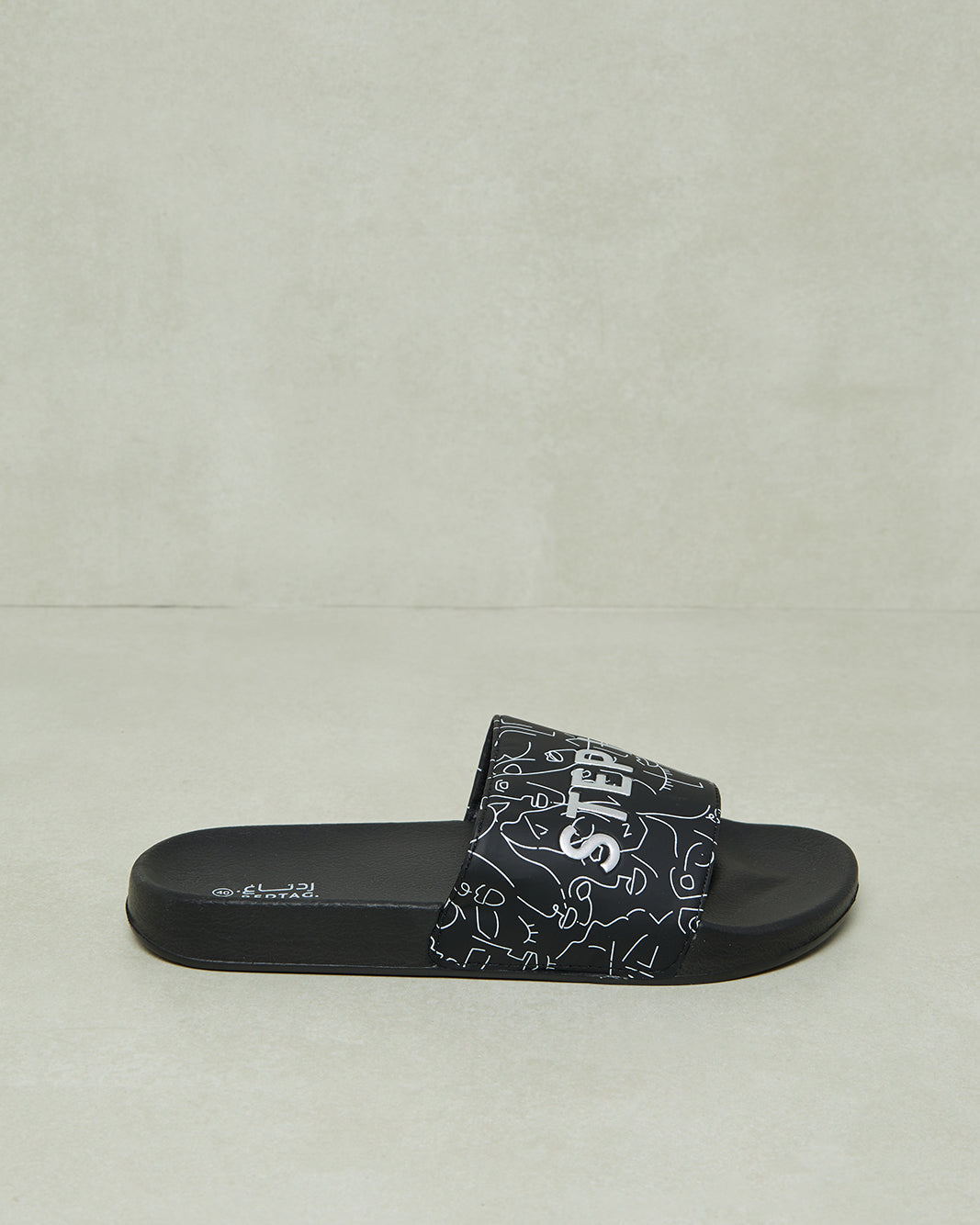 Women Black Printed Slide