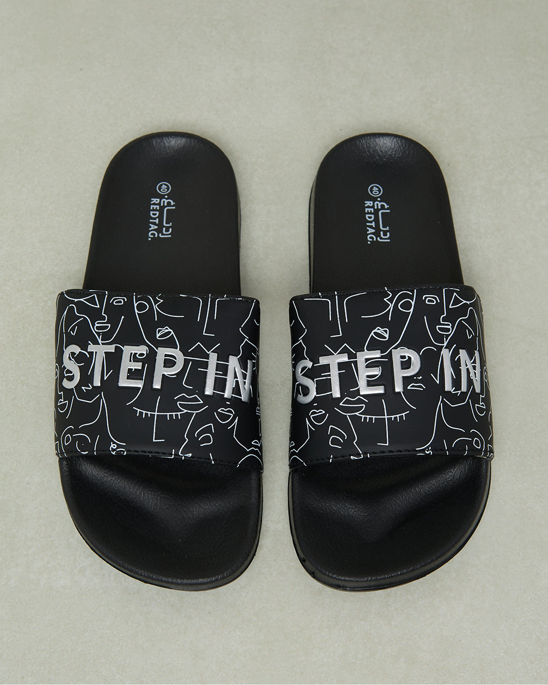Women Black Printed Slide