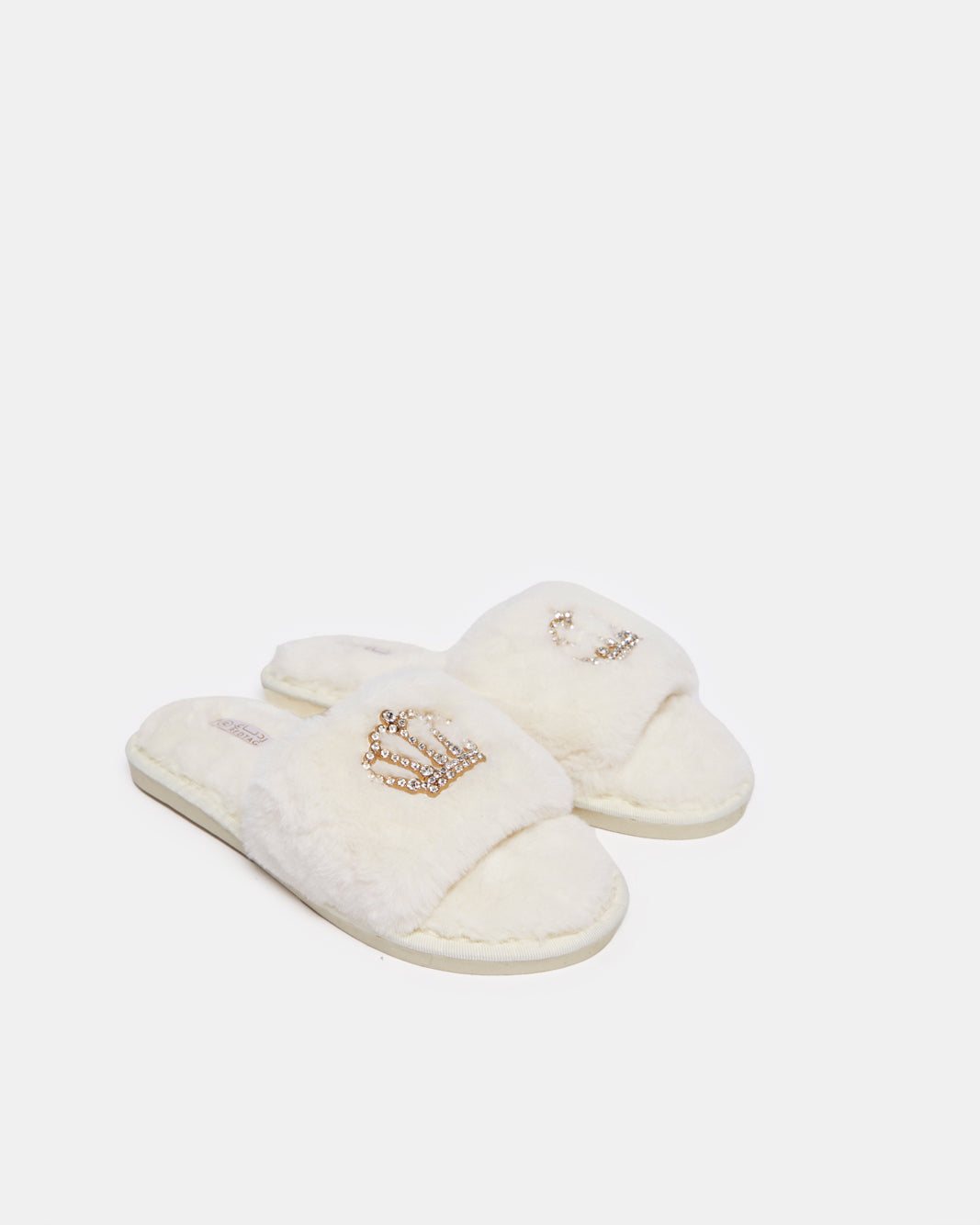 Women Beige Crown Slipper