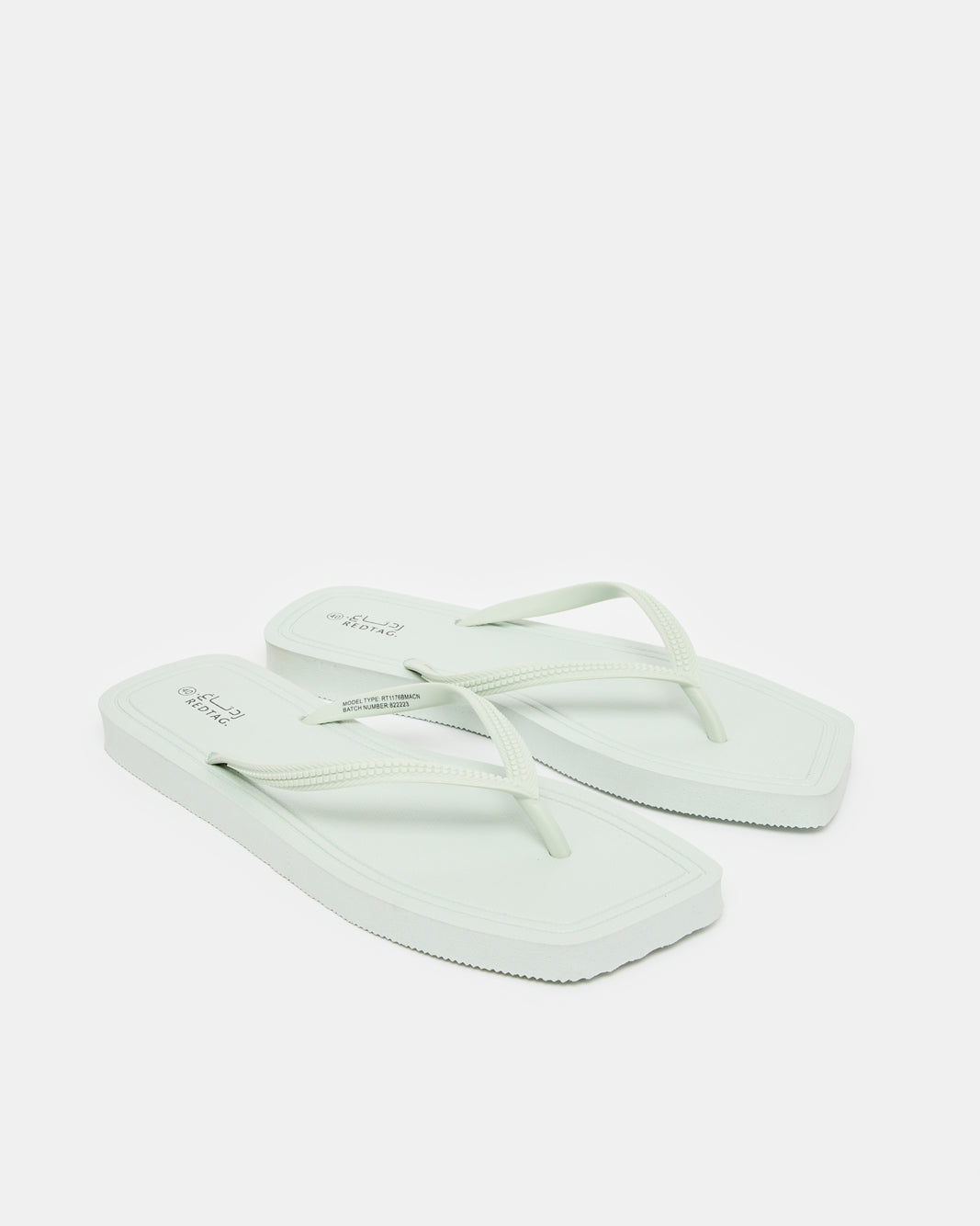 Women Green Square Toe Flip Flop