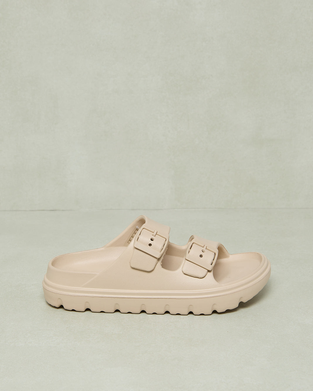 Women Beige Buckle Trim Slide