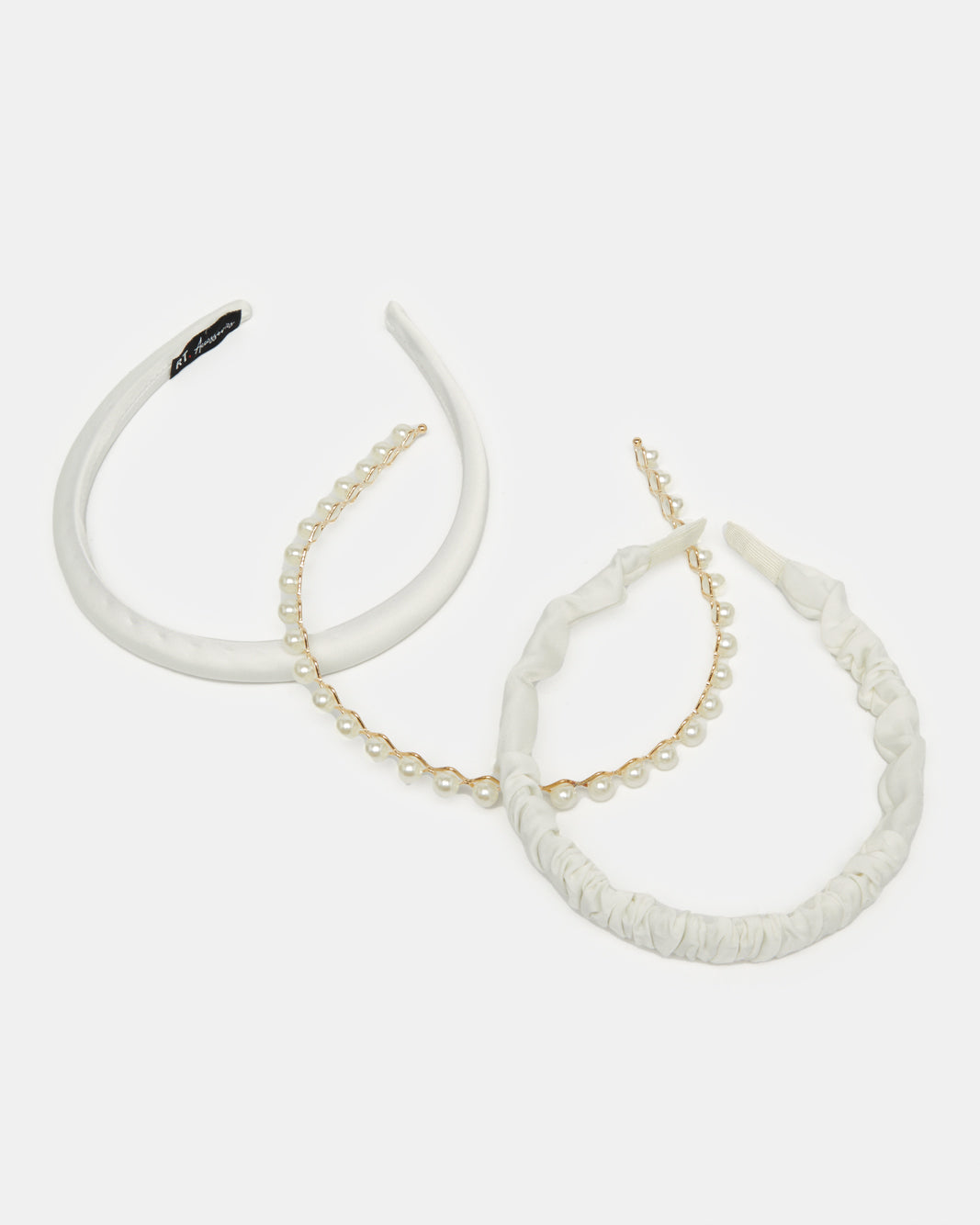 Women White Textured Headband Set (3 Piece)
