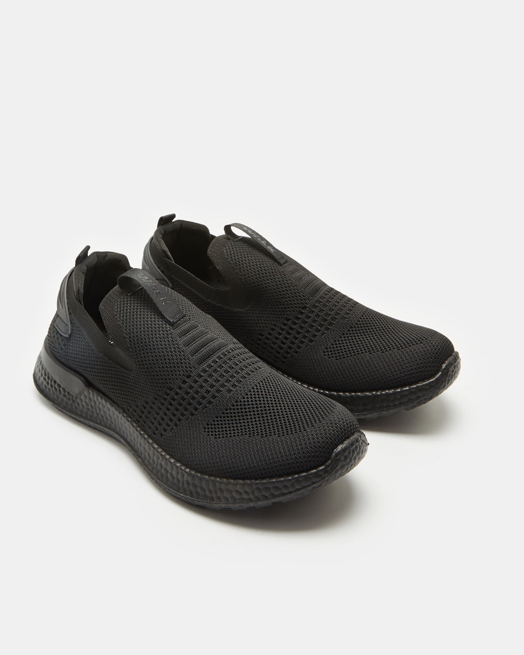 Men Black Knitted Easy Slip-On Sneakers