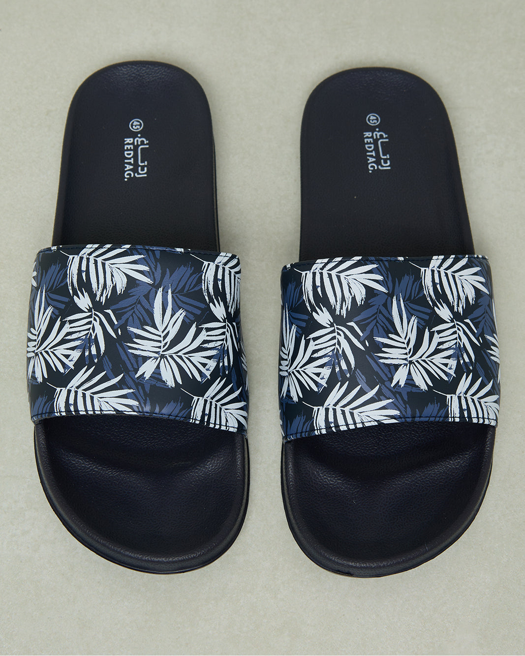 Men Blue Printed Slide