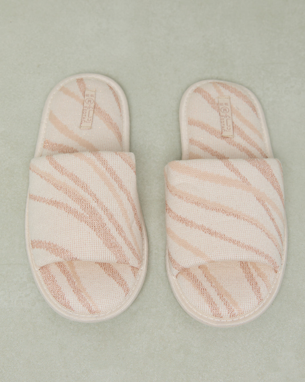 Women Beige Striped Slipper