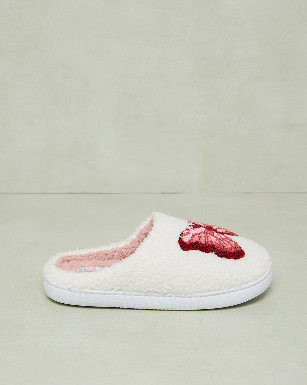 Women White Butterfly Print Slipper