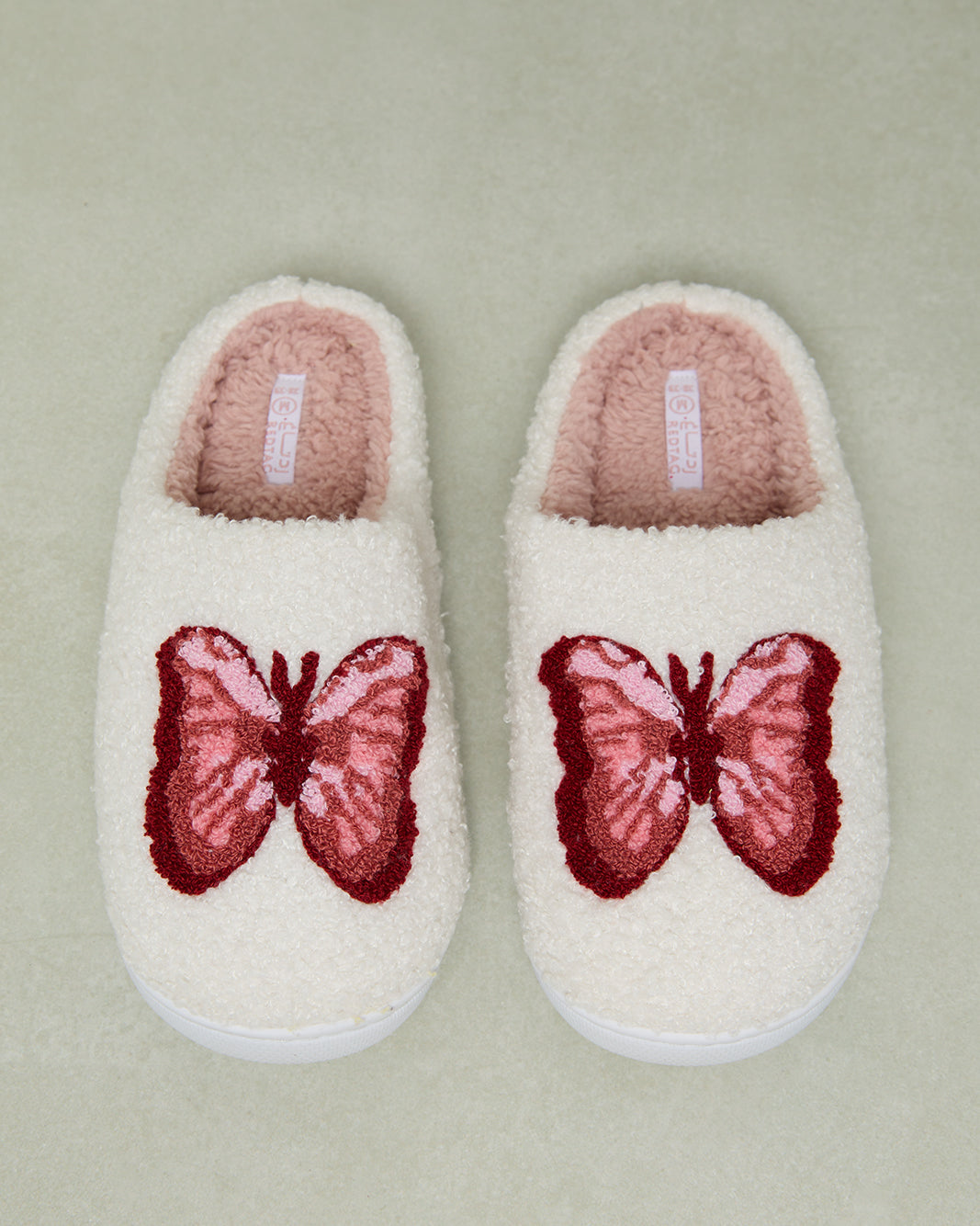Women White Butterfly Print Slipper