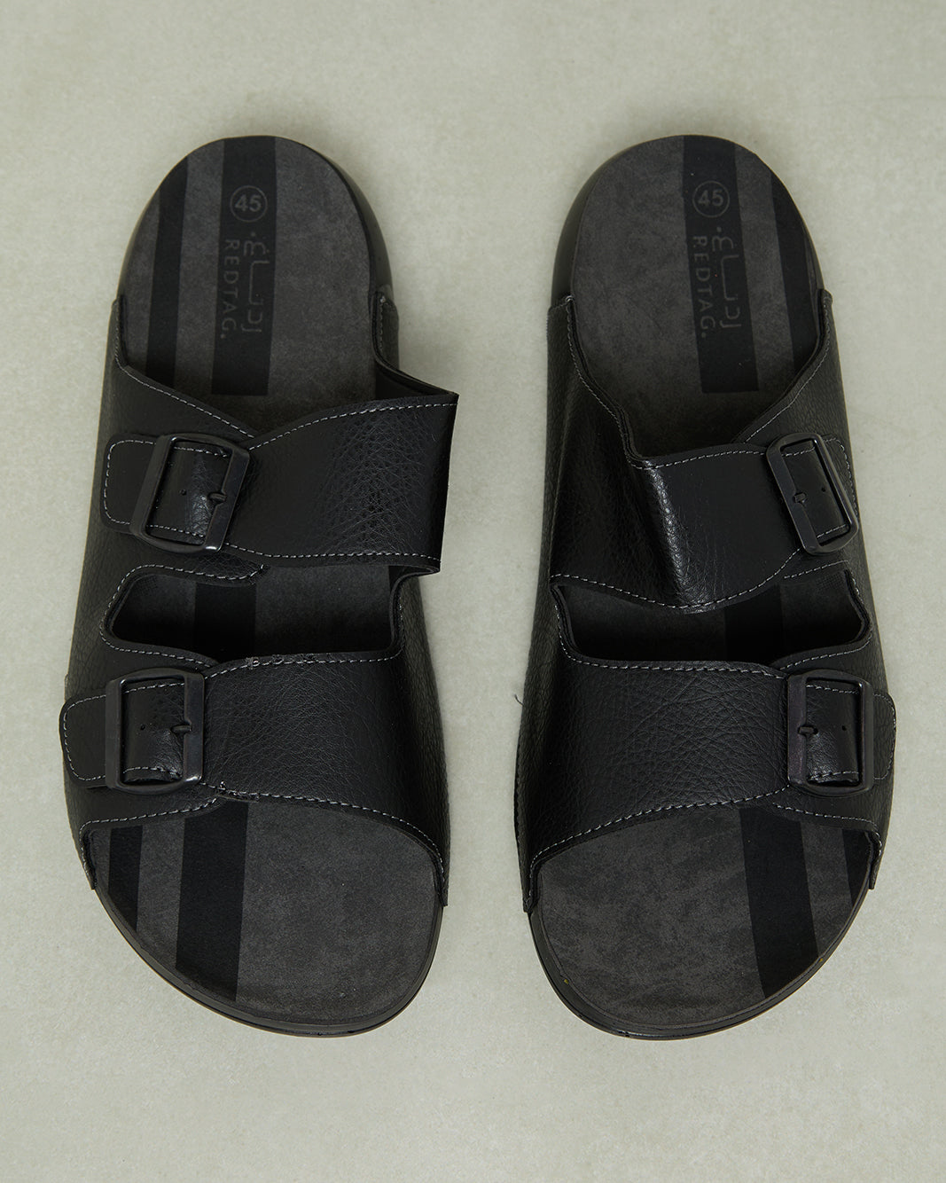 Men Black Buckle Sandals